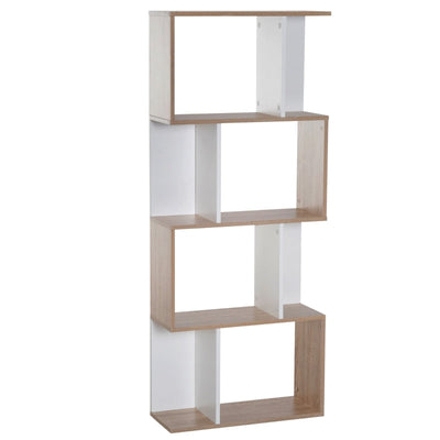 Four-Tier Double 'S' Shelving Unit - White And Oak Tone