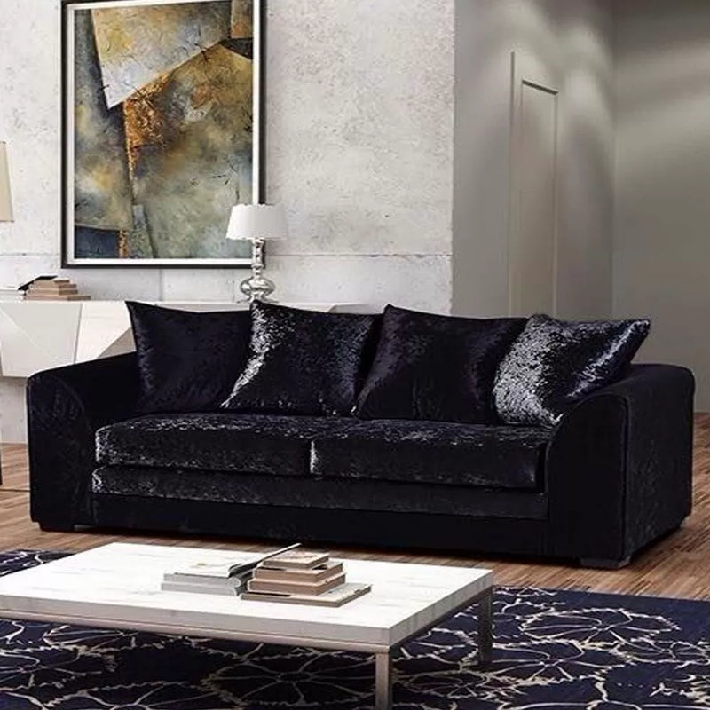 Arabia Crushed Velvet 3 Seater Sofa - Black