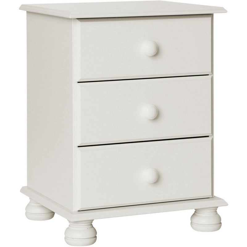 Copenhagen White Bedside Cabinet 3 Drawer