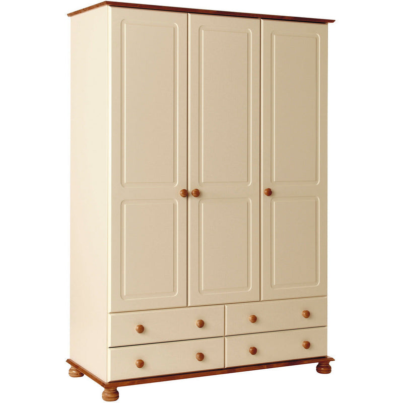 Copenhagen Cream & Pine 3 Door 4 Drawer Wardrobe