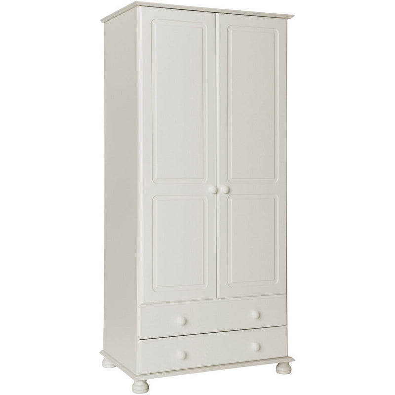 Copenhagen White 2 Door 2 Drawer Wardrobe