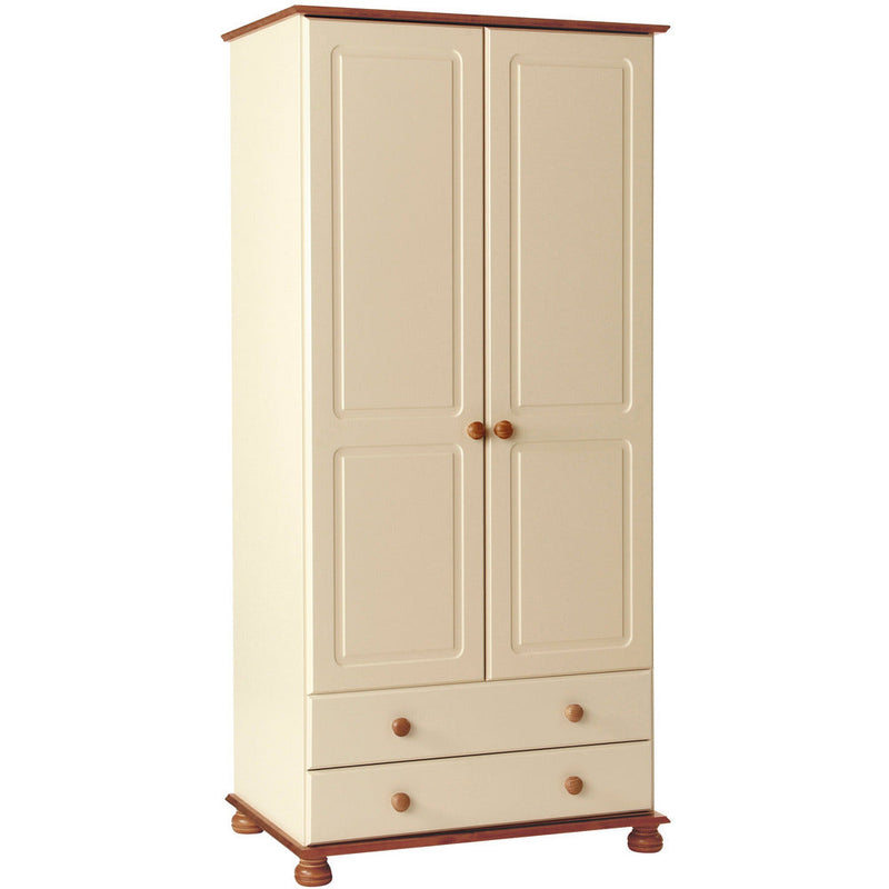 Copenhagen Cream & Pine 2 Door 2 Drawer Wardrobe