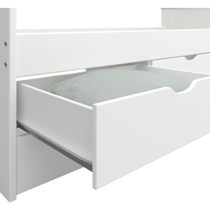 Albion White Single Wooden Bed With 6 Drawers