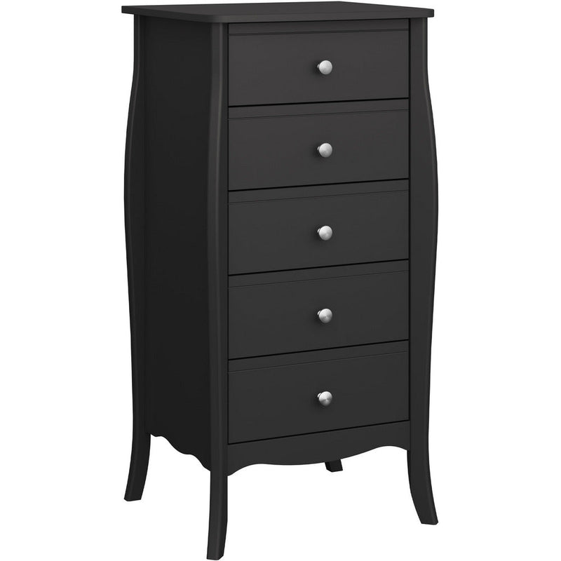 Boutique Black 5 Drawer Narrow Chest