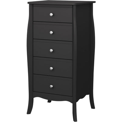 Boutique Black 5 Drawer Narrow Chest