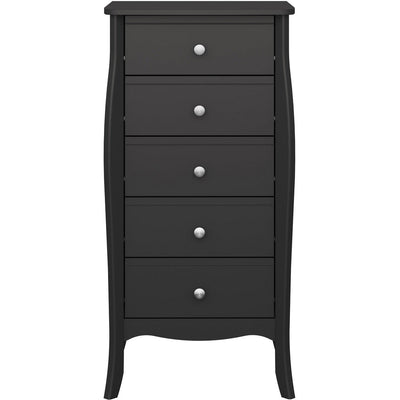 Boutique Black 5 Drawer Narrow Chest