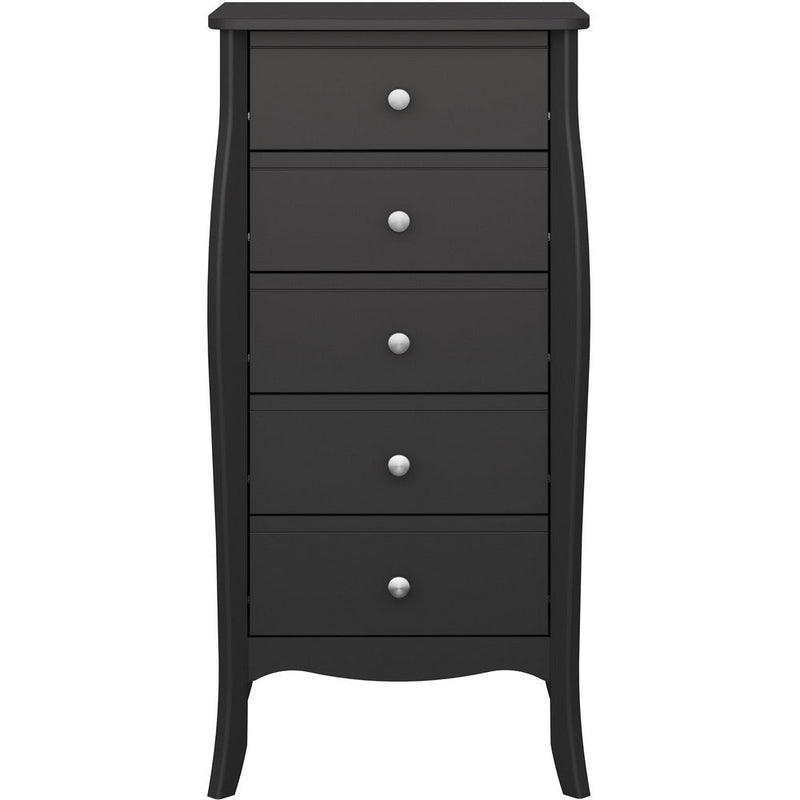 Boutique Black 5 Drawer Narrow Chest