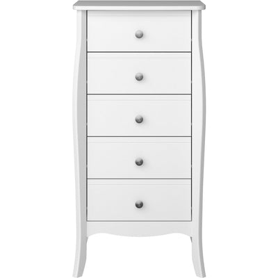 Boutique White 5 Drawer Narrow Chest