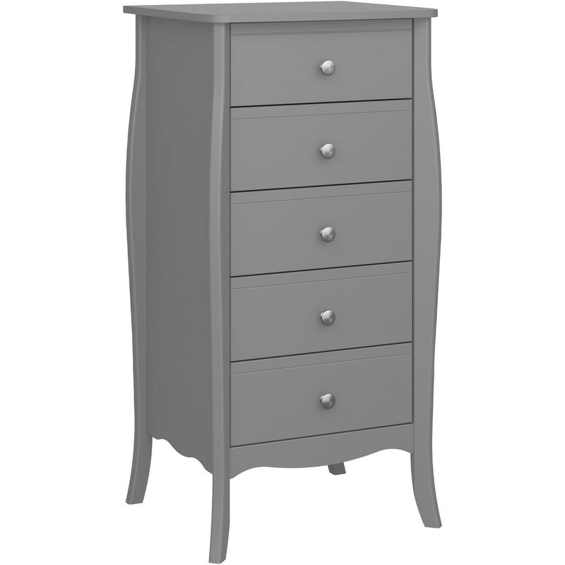 Boutique Grey 5 Drawer Narrow Chest