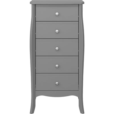 Boutique Grey 5 Drawer Narrow Chest