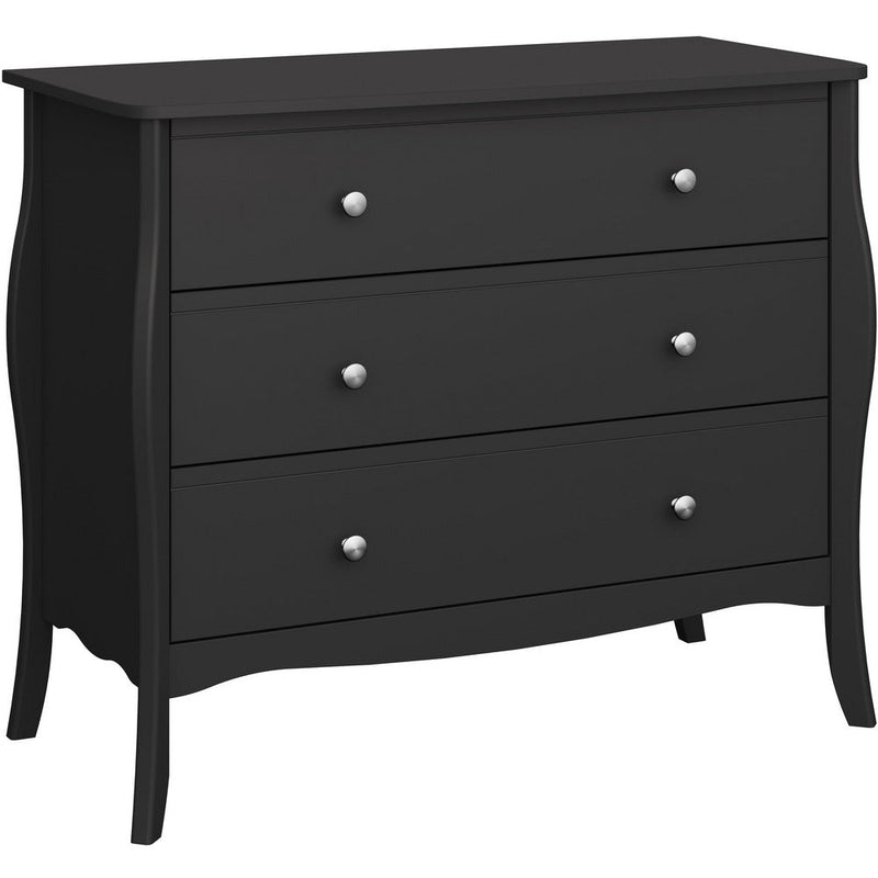 Boutique Black 3 Drawer Wide Chest