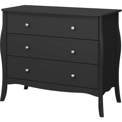 Boutique Black 3 Drawer Wide Chest