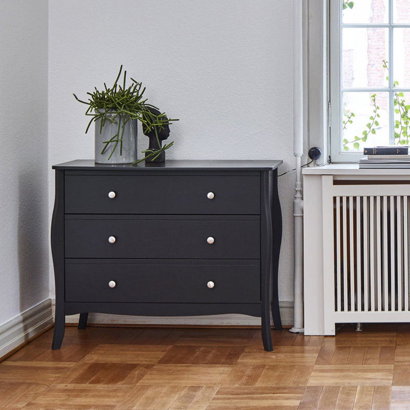 Boutique Black 3 Drawer Wide Chest