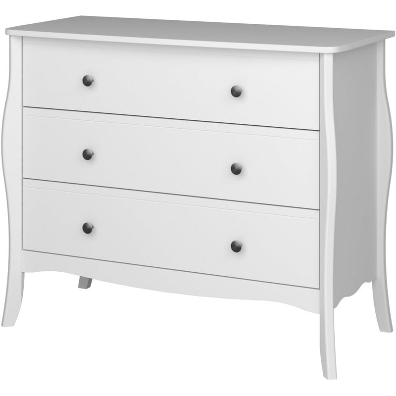 Boutique White 3 Drawer Wide Chest