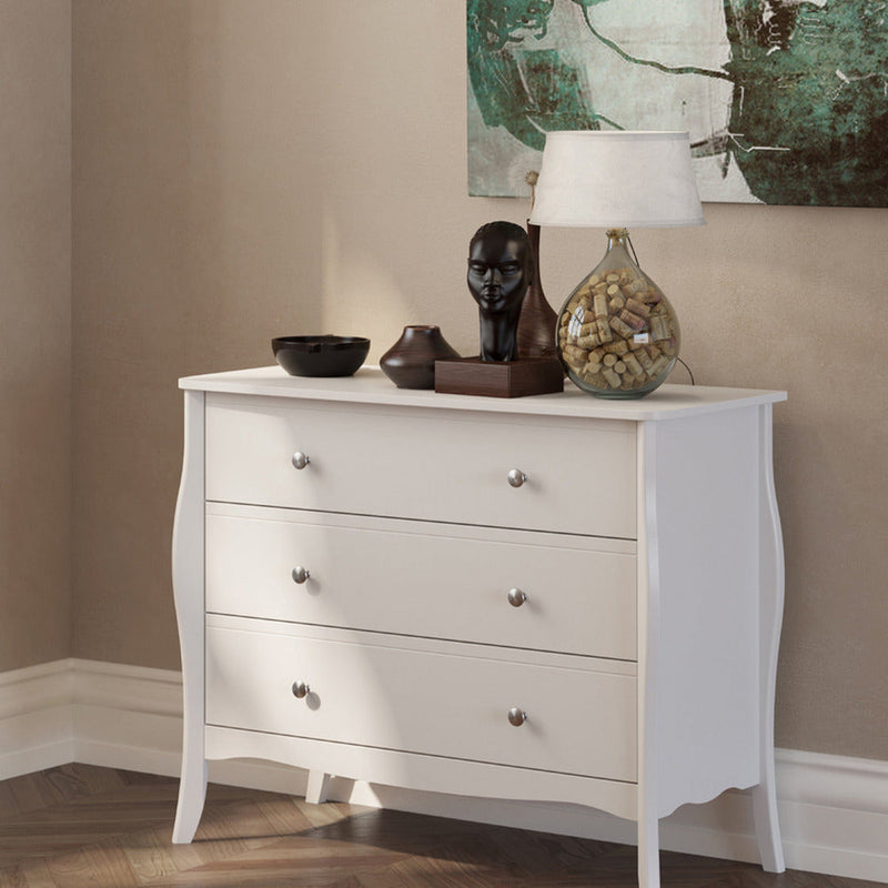 Boutique White 3 Drawer Wide Chest