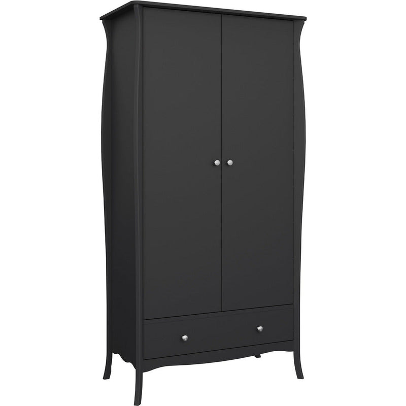 Boutique Black 2 Door 1 Drawer Wardrobe