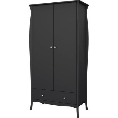 Boutique Black 2 Door 1 Drawer Wardrobe