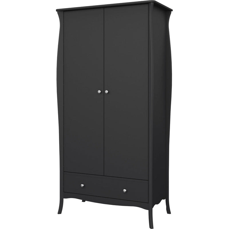 Boutique Black 2 Door 1 Drawer Wardrobe