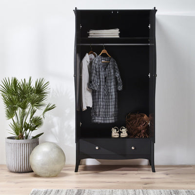 Boutique Black 2 Door 1 Drawer Wardrobe