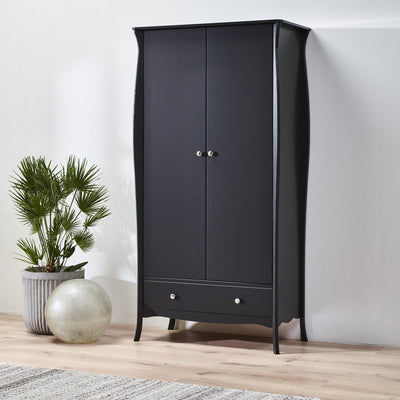 Boutique Black 2 Door 1 Drawer Wardrobe