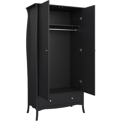 Boutique Black 2 Door 1 Drawer Wardrobe