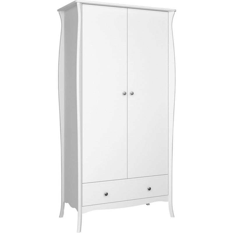 Boutique White 2 Door 1 Drawer Wardrobe