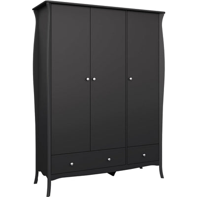 Boutique Black 3 Door 2 Drawer Wardrobe