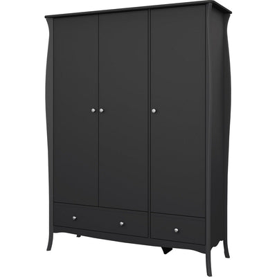 Boutique Black 3 Door 2 Drawer Wardrobe