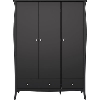 Boutique Black 3 Door 2 Drawer Wardrobe