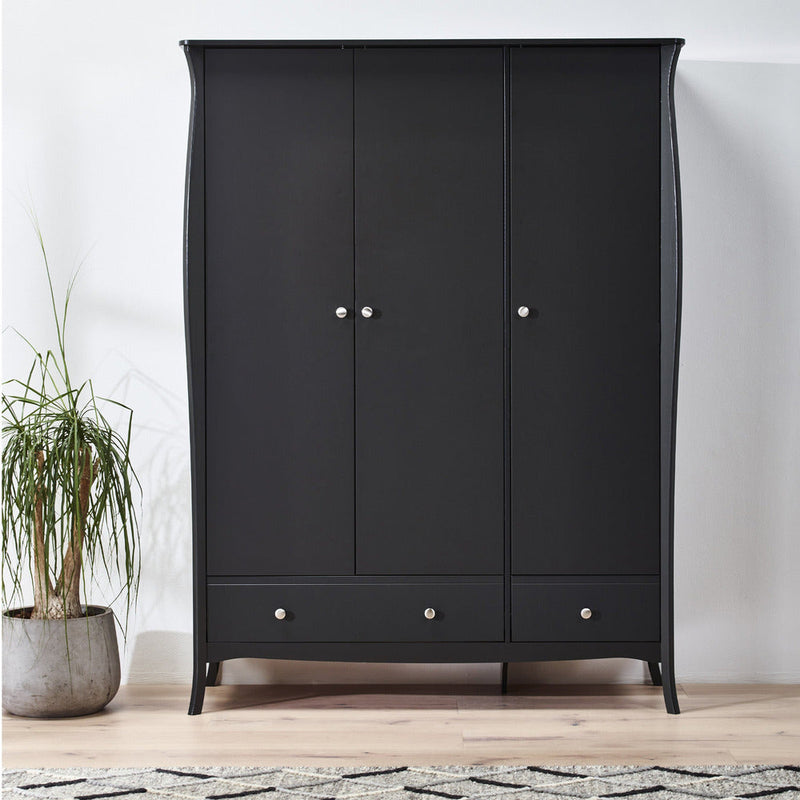 Boutique Black 3 Door 2 Drawer Wardrobe