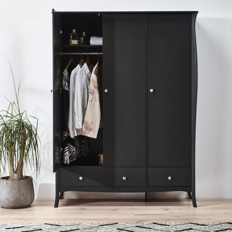 Boutique Black 3 Door 2 Drawer Wardrobe