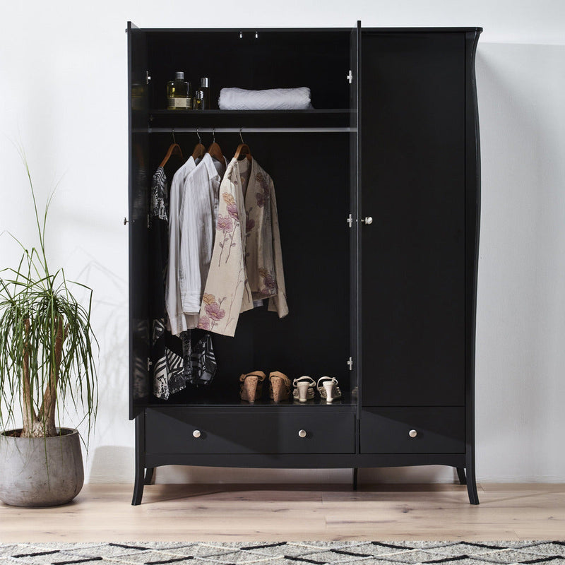 Boutique Black 3 Door 2 Drawer Wardrobe