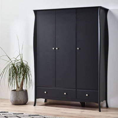 Boutique Black 3 Door 2 Drawer Wardrobe