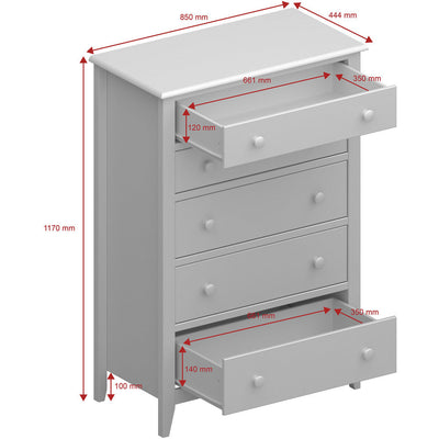 Heston Pine 5 Drawer Chest