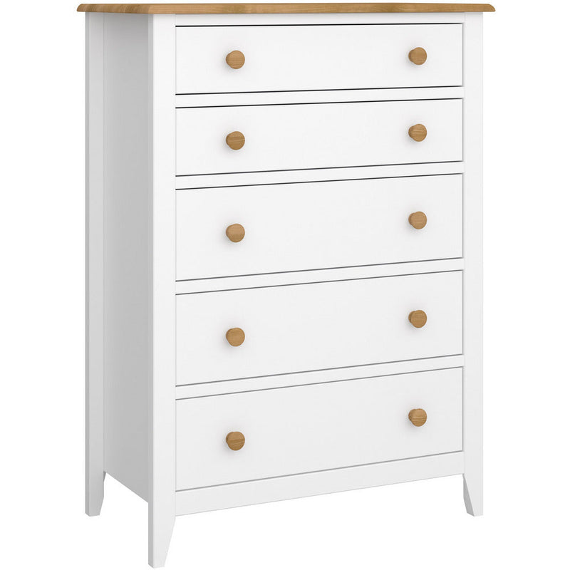 Heston White & Pine 5 Drawer Chest