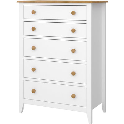 Heston White & Pine 5 Drawer Chest