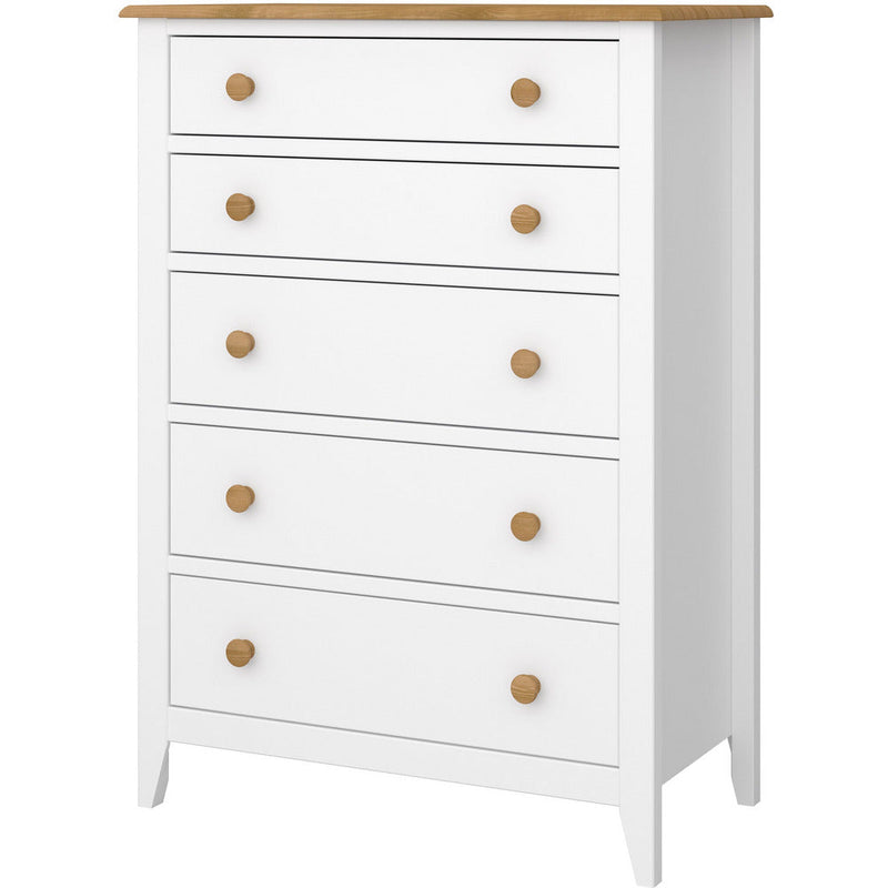 Heston White & Pine 5 Drawer Chest