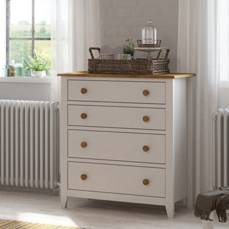 Heston White & Pine 5 Drawer Chest