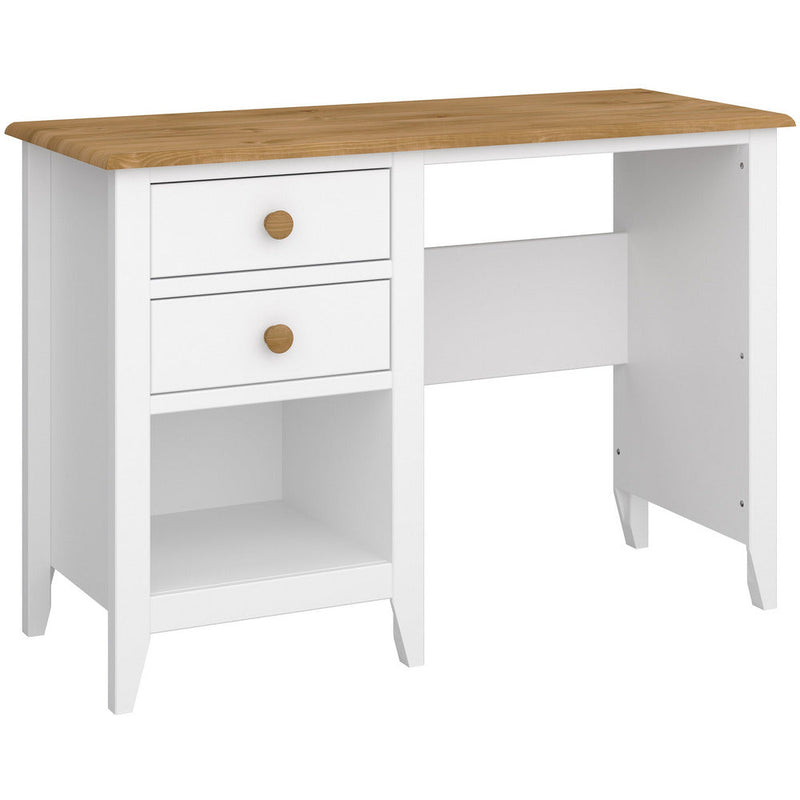 Heston White & Pine 2 Drawer Desk