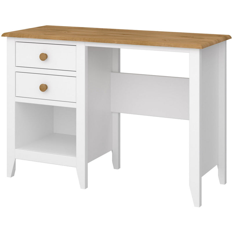 Heston White & Pine 2 Drawer Desk