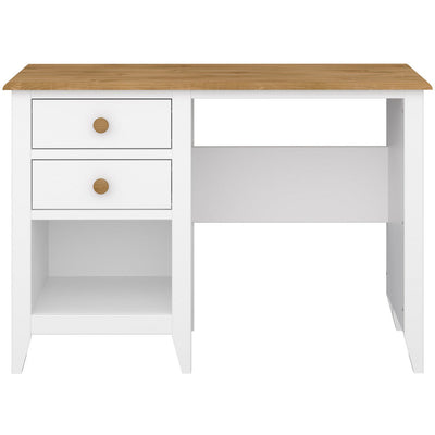 Heston White & Pine 2 Drawer Desk