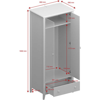 Heston Pine 2 Door Wardrobe