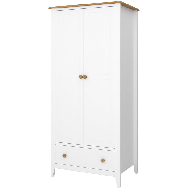 Heston White & Pine 2 Door Wardrobe