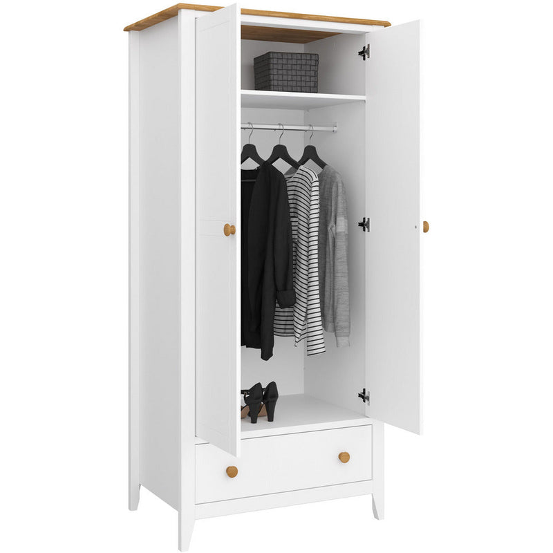 Heston White & Pine 2 Door Wardrobe