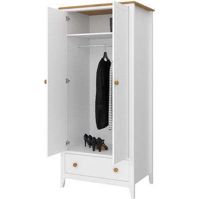 Heston White & Pine 2 Door Wardrobe