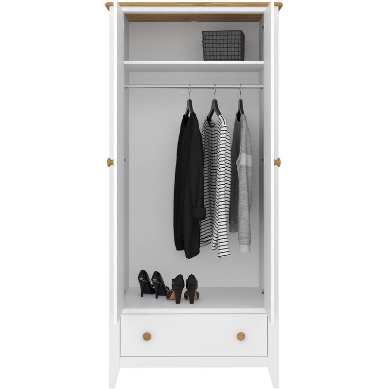 Heston White & Pine 2 Door Wardrobe