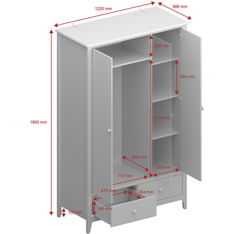 Heston Pine 3 Door Wardrobe