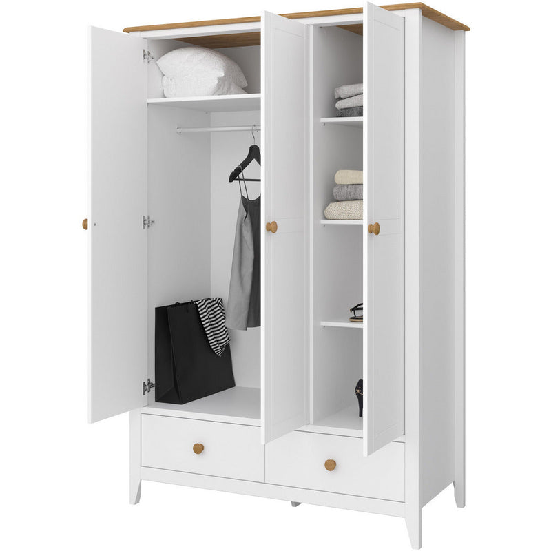 Heston White & Pine 3 Door Wardrobe