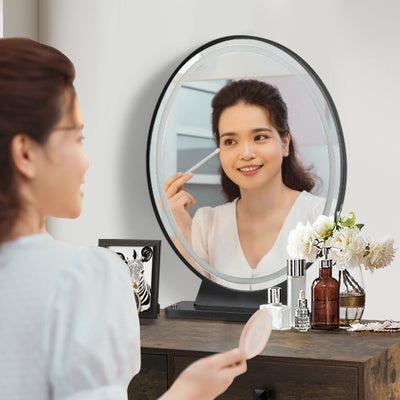 Dressing Table with Vanity Mirror and Stool-Natural