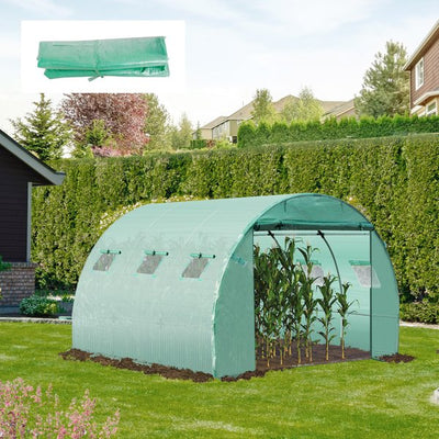 10X10 Ft. Greenhouse Replacement Cover W/ Windows Door - Green